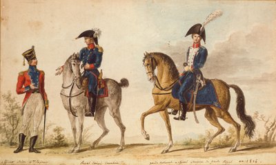 Ufficiale svizzero del 4º reggimento, cavaliere della Cavalleria Reale Emigrata e Guardia Nazionale a cavallo, 1814 da Pierre Antoine Lesueur